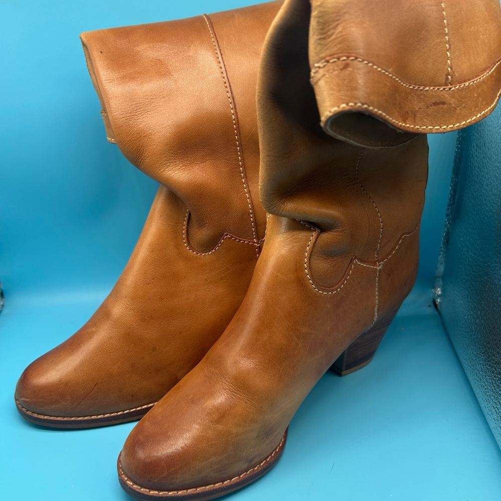 Predictions Camel Leather Boots Vintage - Picture 4 of 8
